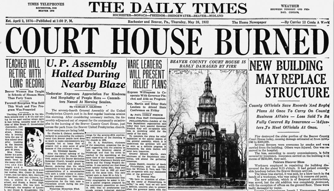 Beaver County Court House Fire